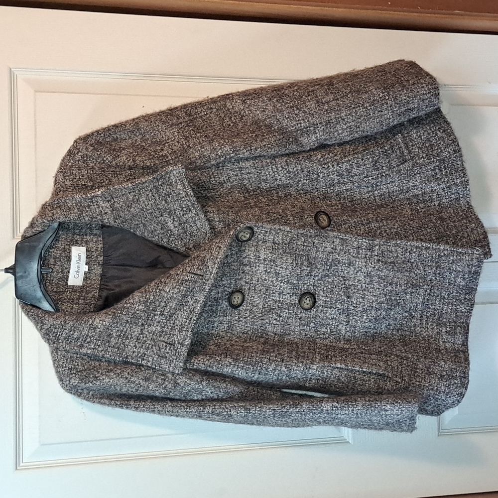 Calvin Klein Bouclé Tweed Double-Breasted Car Coat - Pea Coat - 10 - Browns